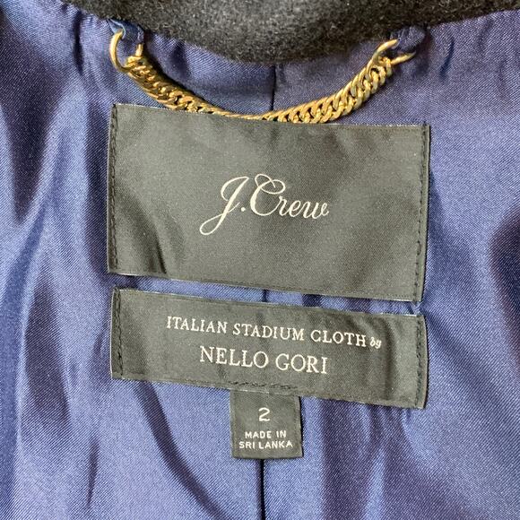 J. Crew Women Chateau Parka In Italian Stadium Cloth 2 Black Nello Gori Coat - Picture 5 of 12